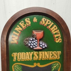 Vtg Large Wine & Spirits Message Board Chalk Menu Board Sign 3D 24 X 16&Prime; Pub Bar