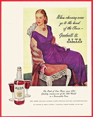 1944 ALTA PORT WINE AD ~ ALTA VINEYARDS, FRESNO ~ COSTUME by HATTIE CARNEGIE