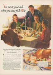 1941 California Wine Advisory Board Thanksgiving Dinner Wine Types Print Ad L5