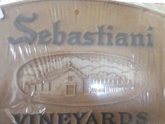 Vintage Advertise Embossed Wood Tone Plastic High Relief Sign Sebastiani Winery