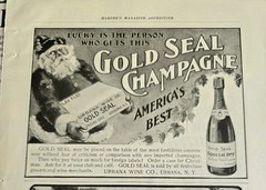 1900 Gold Seal Champagne Lucky person who gets Santa Claus vintage ad