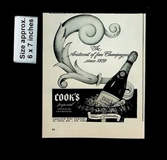 1945 Cook&rsquo;s Imperial American Champagne Wines Distinction Vintage Print Ad 34476