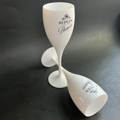 (2) rare FAMIGLIA ZONIN PROSECCO sparkling wine ACRYLIC promo GLASSES – NEW