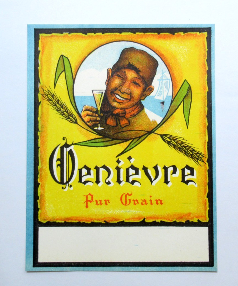 Vintage Genievre Pur Grain An early Dutch Pure Grain Liquor Label Netherlands