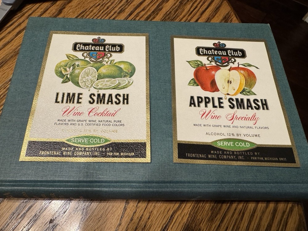 2 Frontenac Michigan Wine Bottle Labels Paw Paw Mich Unused Mi Apple & Lime