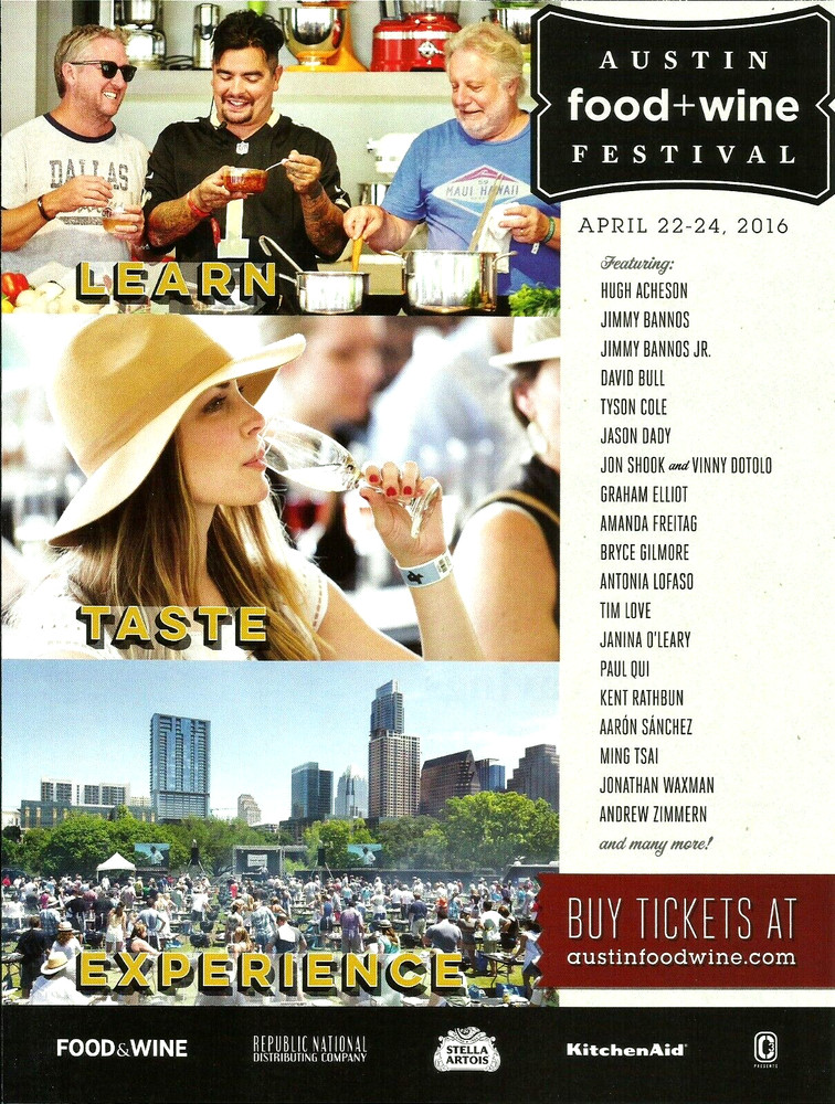 2016 Austin Food & Wine Festival Texas Taste Experience Print AD Advertisement