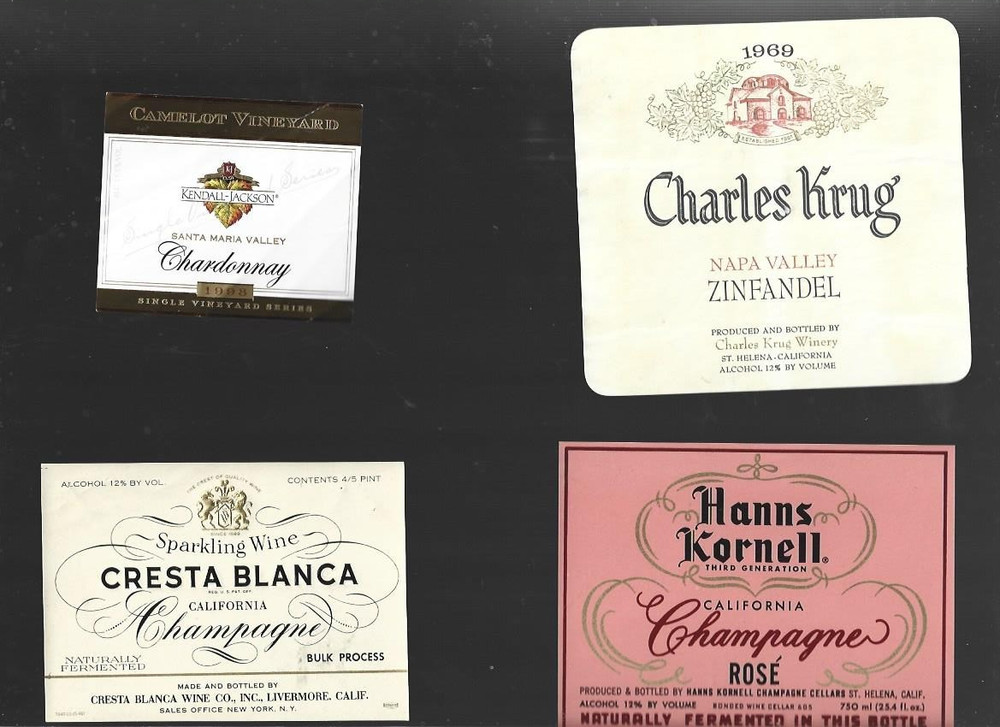 Lot of 4 different Wine bottle labels #15