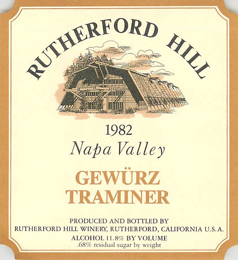 Rutherford Hill Winery Gewurztraminer Napa Valley CA 1982 1980s Vtg Wine Label