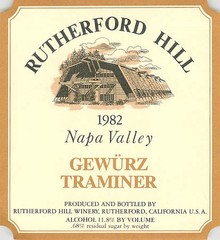 Rutherford Hill Winery Gewurztraminer Napa Valley CA 1982 1980s Vtg Wine Label
