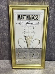 Vintage Martini & Rossi Asti Spumante Sparkling Wine Brass Framed Mirror 1982