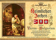 Zimmermann Graeff Geheimlicher Becher Varna Bulgaria 1983 1980s Vtg Wine Label