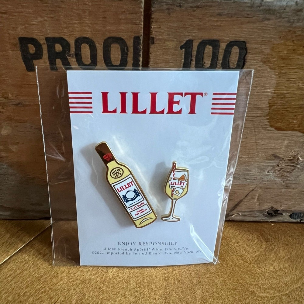 New! Lilet set of two enamel lapel hat pins French apéritif wine