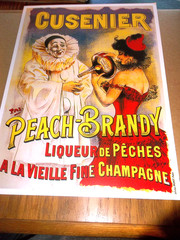 Large 14 x 10 sign on Cardboard Cusenier Peach Brandy repro
