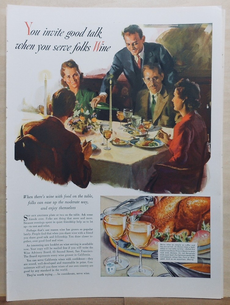 1941 magazine ad for Wine – You invite good talk when you serve folks Wine