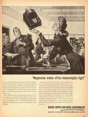1941 Ad, REVERE COPPER BRASS, magnesium,adding machine pretty girl art, 061714