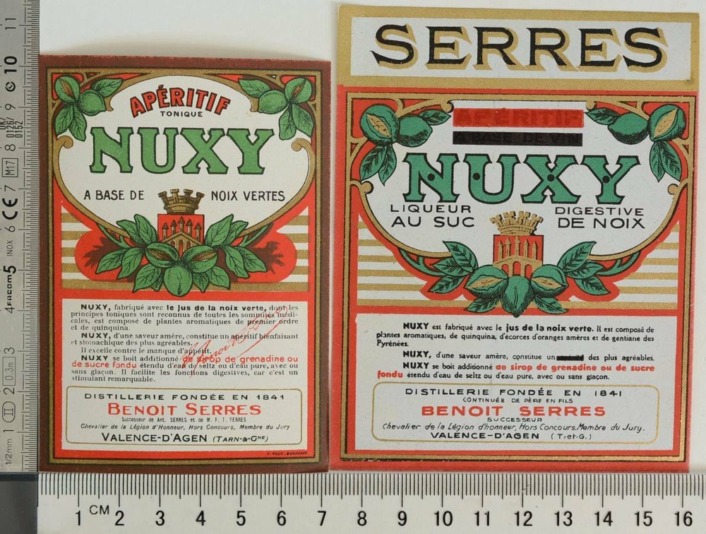 NUXY EAU NOIX SERRES FRANCE GREEN NUT Wine Original Vintage Old Alcohol Label