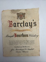 1950s-70s Barclays Bourbon Whiskey Liquor Label Original 3B-56