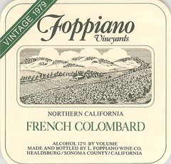 Foppiano Vineyards French Colombard Sonoma CA 1979s 1970s Vintage Wine Label