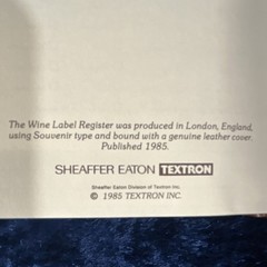 Sheaffer Eaton Textron Wine Label Register 1985 Brown Genuine Leather Original