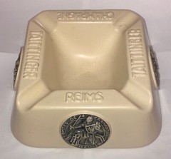 Vintage French Champagne Taittinger Reims Large 8” Ceramic Ashtray