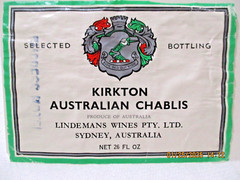 1960&rsquo;s-70&rsquo;s Wine Bottle Label Australian Chablis Sidney Aust. Lindeman&rsquo;s Wines