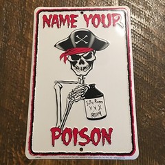 Metal Tin Bar Sign Skeleton Name Your Poison Jolly Roger Rum Made In USA