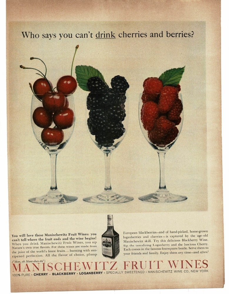 1959 Manischewitz Fruit Wines Vintage Print Ad 2