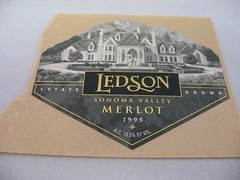 1995 Ledson Merlot Wine Label Sonoma Valley CA Estate Grown Chateau Castle Art