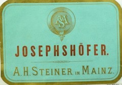 1870&rsquo;s-80&rsquo;s Josephshofer A.H. Steiner in Mainz Wine Bottle Label F101