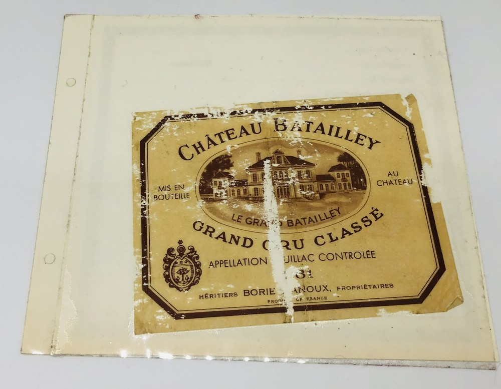 Chateau Batailley Grand Cru Classe 1961- Vintage Wine Labels