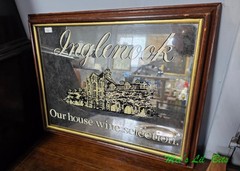 Vtg INGLENOOK Winery 1986 Wooden Framed Smoky Glass Mirror Bar Wall Sign