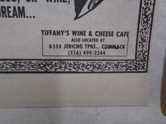 Tiffany&rsquo;s Wine & Cheese Cafe Commack Corners AD 1979 vintage NY 1980 east medw