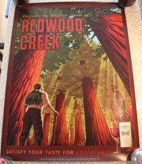 REDWOOD CREEK Wine Poster 18 x 24 Hiker Trees – NEW –