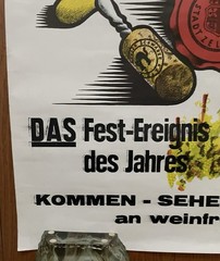 1989 Rare Original Zell Mosel Germany Wine Festival Black Cat Travel Poster