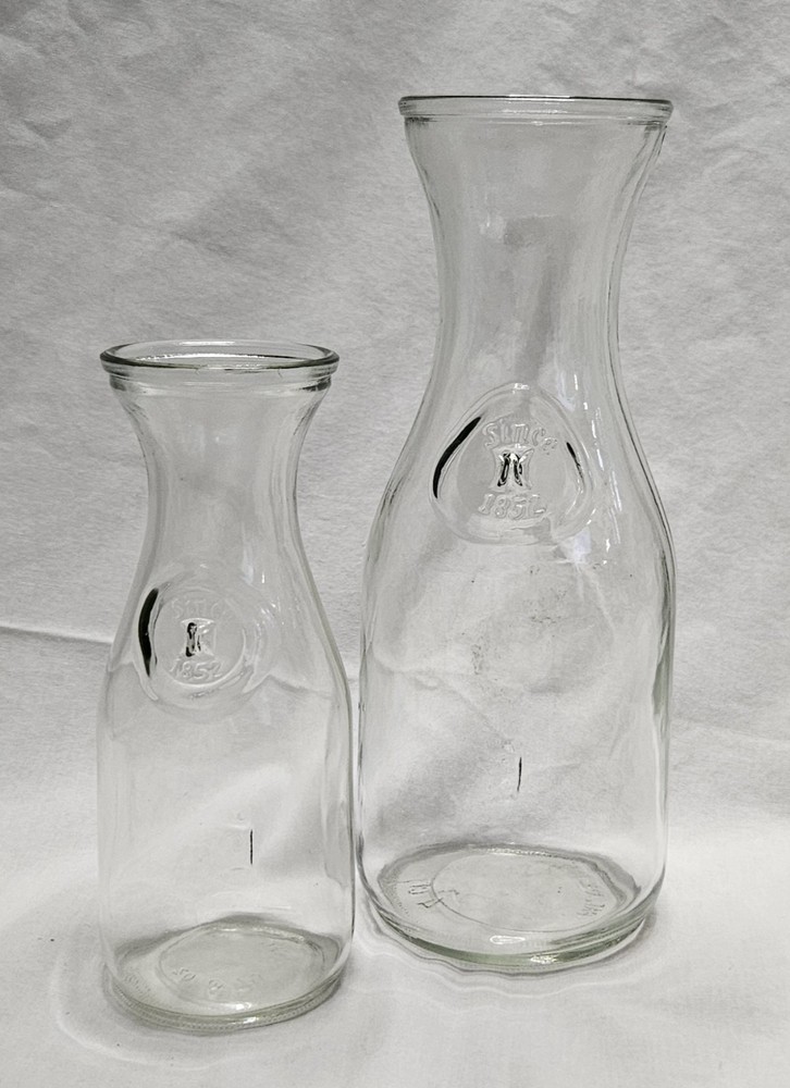 VTG SET OF 2 Paul Mason Since 1852 Glass Milk 1sm, 1lg Bottle/Wine/Carafe/Vase