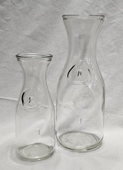 VTG SET OF 2 Paul Mason Since 1852 Glass Milk 1sm, 1lg Bottle/Wine/Carafe/Vase