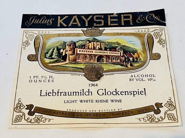 Wine Label vtg advertising ephemera Liquor sign paper Kayser Liebfraumilch Rhine