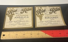 Rio Rita California Angelica & Burgundy Wine Bottle Label Petaluma Coca Cola NOS