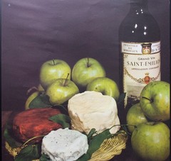 c.1960 French Wine Cheese Advertising Poster Soft Cheese Vin de Bordeaux Vintage