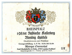 1983 Aussdorfer Kailsserberg Riesling Hochdorffer German Wine Label Original S9
