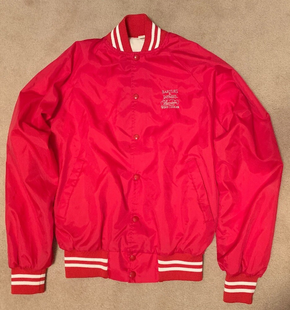 RARE VINTAGE 1980&rsquo;S BARTLES & JAYMES PROMOTIONAL RED WHITE VARSITY JACKET SMALL