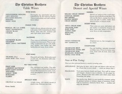 Vintage Christian Brothers Wines & Champagne California History Wine List