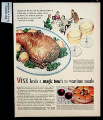 1944 Wine Advisory Board War Time Meals Drink Roast Lamb Vintage Print Ad 38568
