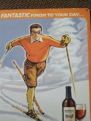 VINTAGE Frei Bros RARE REDWOOD CREEK Wine Metal Sign Ski The Glade Trail 18&Prime;x24&Prime;