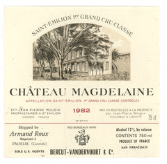 Chateau Magdelaine Wine Label 1982 France French