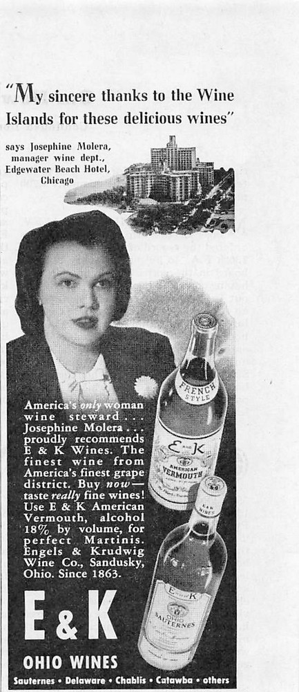 E and K Wine Co Ad Vintage 1940s Mid Century Bar Wall Art Sandusky OH 1941