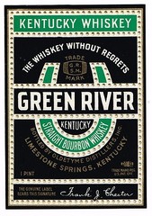 1930 WHISKEY BOTTLE LABEL GREEN RIVER LIMESTONE SPRINGS KENTUCKY PINT SIZE B56