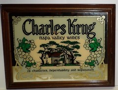 Vintage CHARLES KRUG Napa Valley Wines Advertising Bar Mirror Wall Hanging 18×14