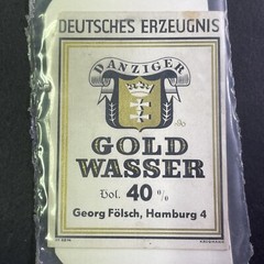 Vintage 1920s Danziger Goldwasser Gold Leaf Vodka UNUSED Paper Label Q2192