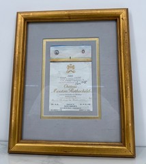 Vintage Framed Chateau Mouton Rothschild 1983 Saul Steinberg Wine Bottle Label